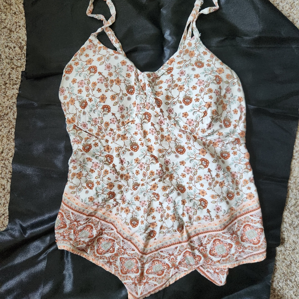 No Boundaries Floral Camisole in Cream and Brown